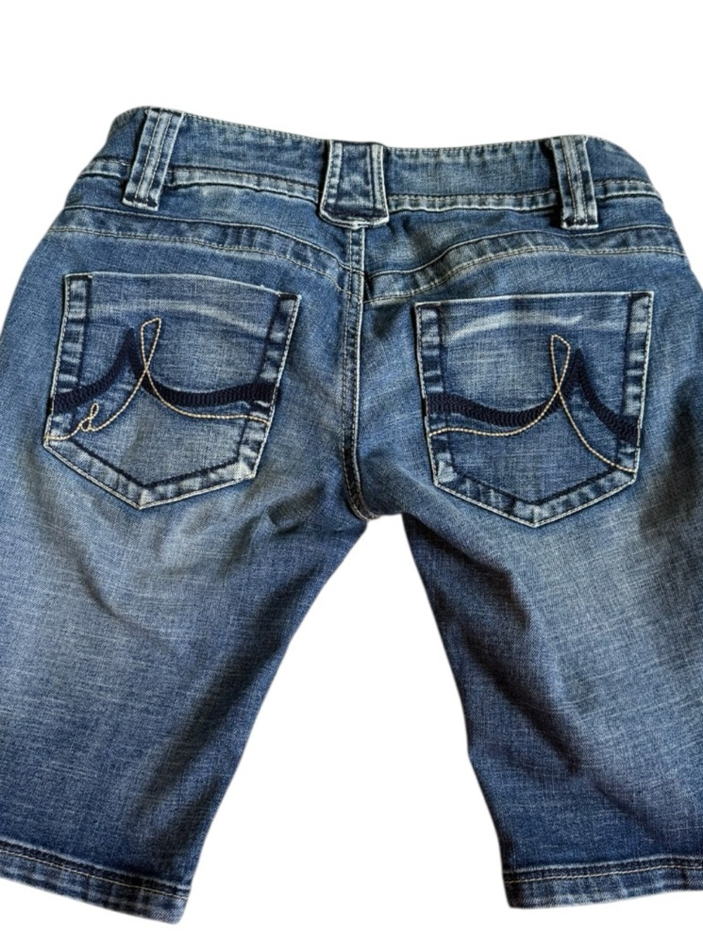 Dkny Women's Washed Blue Denim Bermuda Shorts - Picture 3 of 6